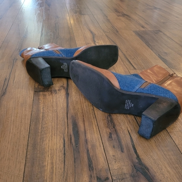 Vintage - Y2K does 70's Leather and Denim Ankle Boots - Picture 7 of 9